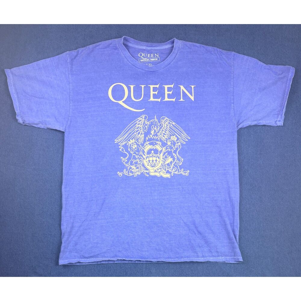 Queen Official Merch L XL Blue Washed Graphic Band T Shirt Classic Rock